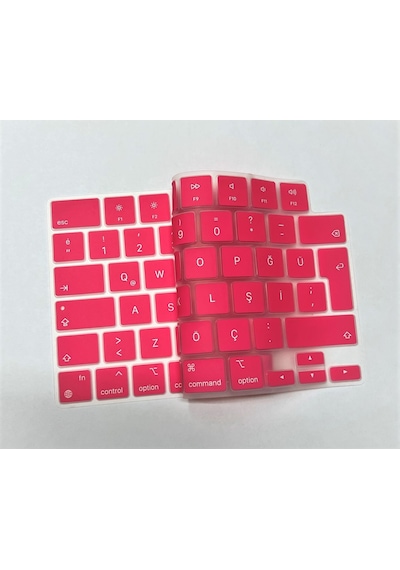 Arabulalaca Apple Uyumlu MacBook Pro 14.2 A2779 Türkçe Q Silikon Klavye Pembe