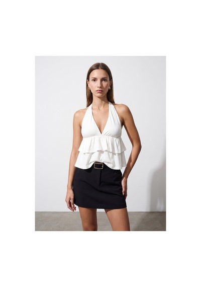 Dilvin 33017 Lyocell Halter Top-ekru-16460
