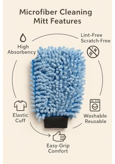 Mikrofiber Makarna Araba Yıkama Eldiveni Yüksek Emicilikli Lint Yok Çiziksiz Uyumlu Elastik Manşetli Kolay Kavranabilir Konforlu Beyaz