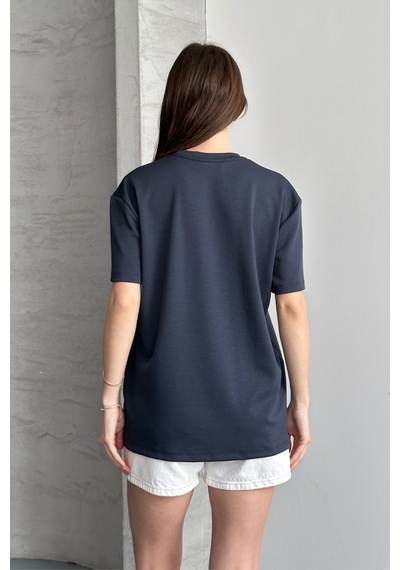 Balenbi Kadın Modal Bisiklet Yaka Basic Yarım Kollu T-shirt 1211 Füme