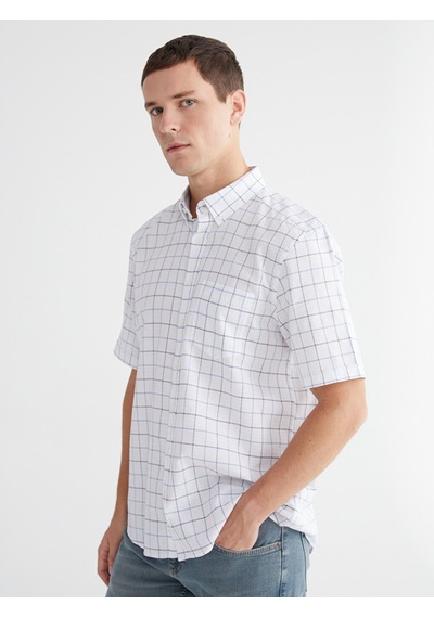 Lcwaıkıkı Classic Mavi Regular Fit Ekose Armürlü Erkek Gömlek