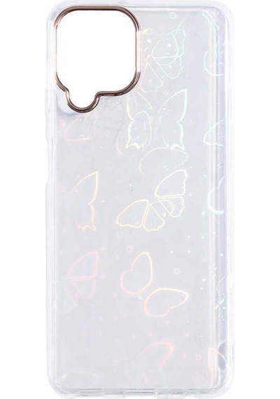 Samsung Uyumlu Galaxy M22 Kılıf Zore Sidney Desenli Sert Kapak Butterfly No2