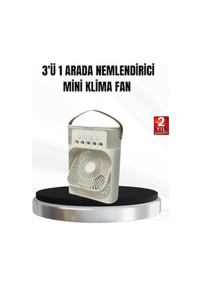 3'ü 1 Arada Mini Klima Fan Usb Şarjlı, 7 Renk Gece Lambalı Ve Nemlendirici