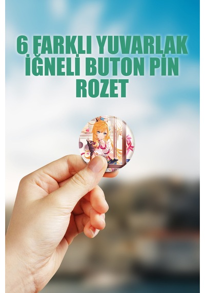 Escoffier Genshin İmpact Çanta Süsü Rozet İğneli Buton Rozet Seti 6 Adet Çok Renkli