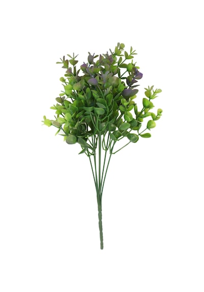 Yapay 7 Dallı Yeşillik Şimşir Demeti 35 Cm Mor