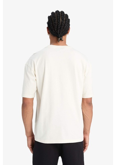 DeFactoFit NBA Wordmark Oversize Geniş Kalıp Bisiklet Yaka Kısa Kollu Tişört W6365AZ25SMER105