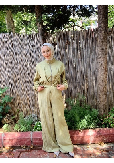 Butik Moda Ptkmks002 Üstü Kısa Fermuarlı Pantolonlu Takım Yeşil 001
