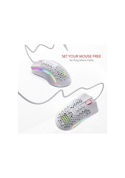 M808 Storm Ultralight Kablolu Oyun Faresi, 85g Hafif Petek Kabuk - 12.400'e Kadar Ayarlanabilir Dpı - Optik Sensör - 7 Programlanabilir Düğme - Pc Oyuncuları İçin - Beyaz