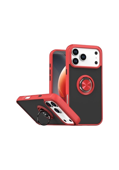 Apple iPhone Uyumlu 17 Pro Montreal Yüzüklü Silikon Kapak - Kırmızı Bzsxx00 1