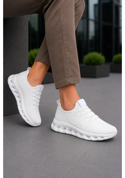 Homiro Unisex Triko Sneaker Hafif Taban Günlük Spor Ayakkabı Beyaz