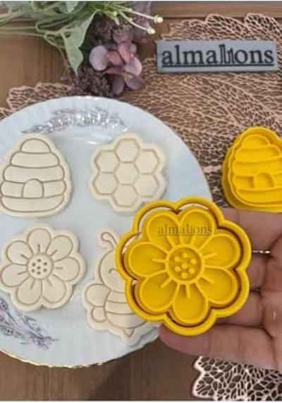 Arı Kovanı Bal Peteği Kovan Kurabiye Kalıbı Seti - Hamur Şekillendirici - Şeker Hamuru - 4 Adet