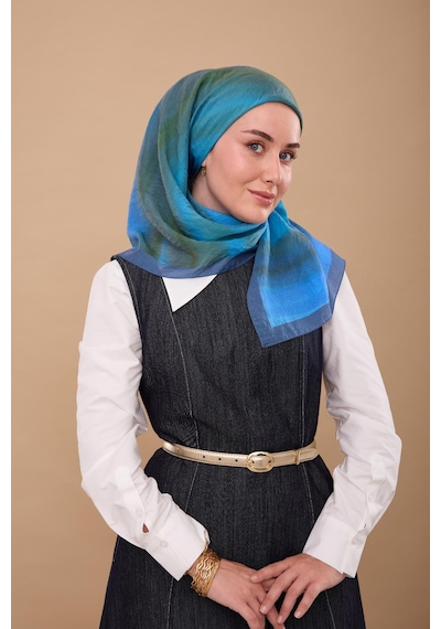 Silk Home Olinda İpek Eşarp 47005-02 İndigo,yeşil, Petrol Yeşili, Mavi