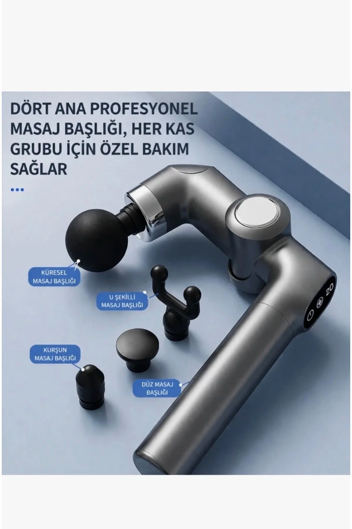4 Başlıklı Ayarlanabilir Açılı Şarjlı Masaj Aleti Siyah
