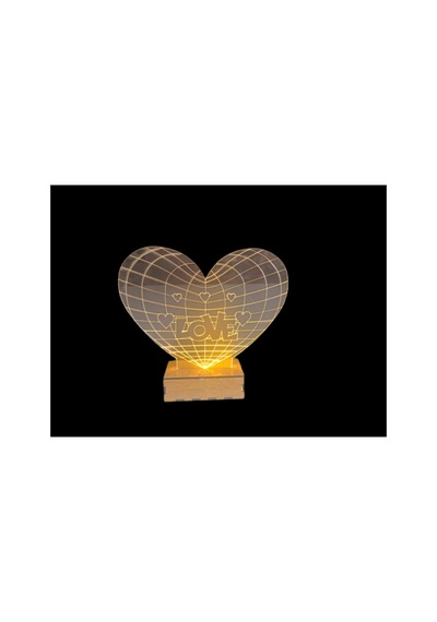 Şeffaf İlizyon Led Gece Lambası Love Kalp Görseli 18x20 Cm