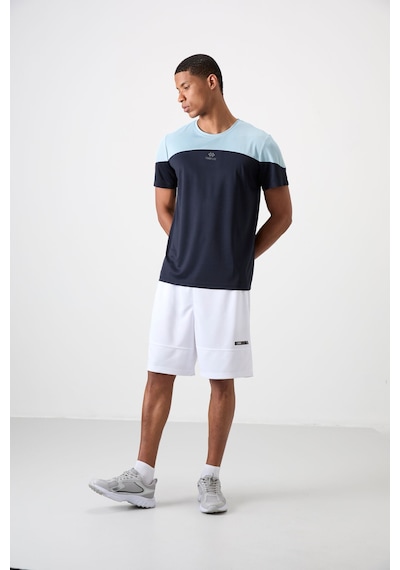 Tommy Life Lacivert Polyester Nefes Alan Dokulu İnce Esnek Standart Fit Erkek Performans T-shirt - 88386 Lacivert