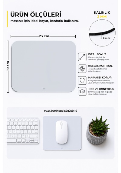Gri Renkli Ergonomik Mouse Pad, Kaymaz Yüzey İle Ev Ve Ofis Kullanımı İçin İdeal