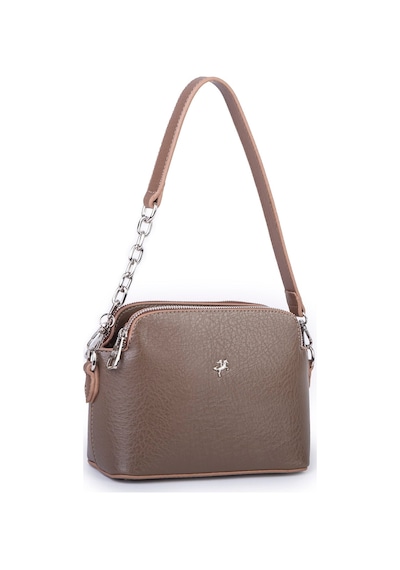 Nas Bag Kadın Sade Şık Omuz Ve Çapraz Zincirli Ve Uzun Çift Askılı 20x15 Cm Vizon Victoria