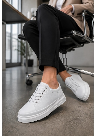 Mevese Emirp Cilt Bağcıklı Erkek Sneaker Günlük Ayakkabı - Beyaz