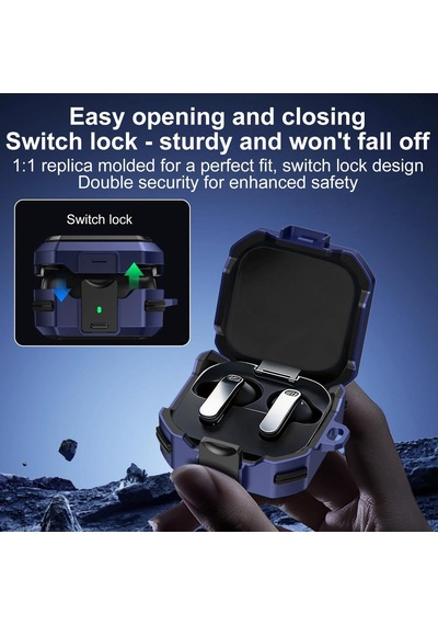 Samsung Galaxy Buds 4 Pro Kılıf Güvenlik Kilitli Military Tank Yeşil