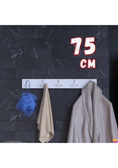 Modilayn Arı 9 Kancalı Banyo Askısı 3' Lü Set 36,4x9,6cm Şık Tasarım Ekstra Düzen Ve Yer Tasarrufu Beyaz