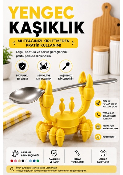 3d Baskı Yengeç Kaşıklık Mutfak Tezgahı Kaşık Dinlendirme Aparatı