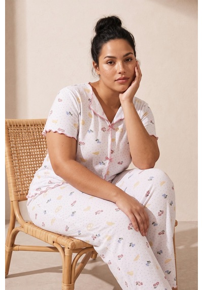 Siyah İnci Beden Fitilli Kaşkorse Örme Pijama Takım26120851 Beyaz Mavi Puan