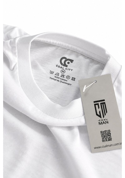 Coal City Erkek Beyaz Oversize %100 Pamuk Basic T-shirt