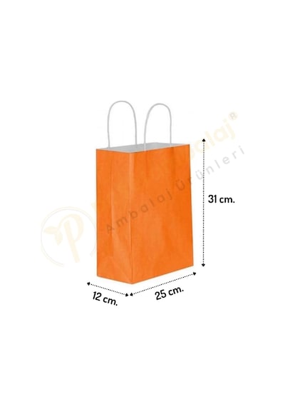 Turuncu Kraft Çanta Orta Boy 25x12x31 Cm 25 Adet