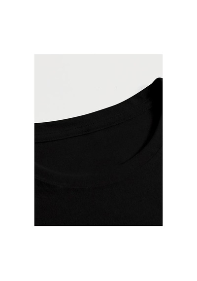 Herkesemoda Baskılı Basic T-shirt Siyah