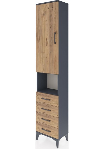 Arges Dolap 3 Raflı 4 Çekmeceli Tek Askılı 44x30x221 Antrasit-çam Antrasit