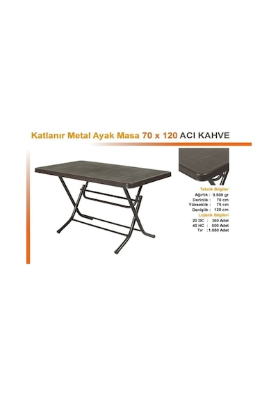 Kaliteli Plastik Katlanır Masa - Bahçe Ve Balkonlarda Kolay Kullanım 70x120 Ölçülerinde Masa Beyaz