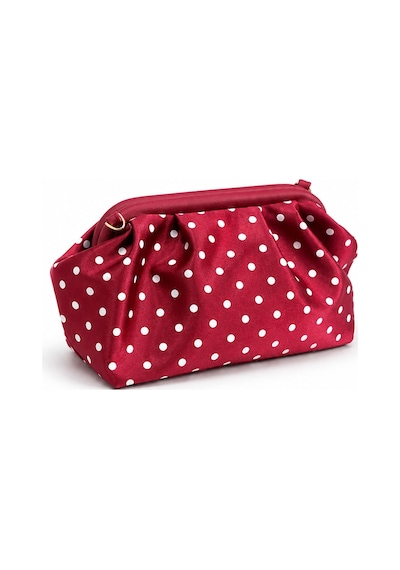 Nura Collection Kadın Premium Puantiyeli Saten Büzgülü Clutch Çanta - Bordo - 896678040 Bordo
