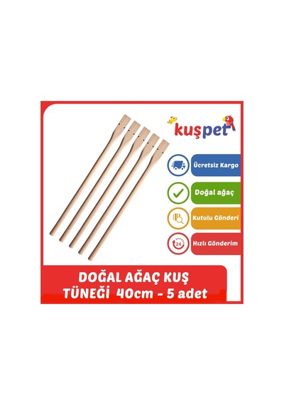 Doğal Ağaç Tahta Kuş Tüneği Tünek 40cm - 5 Adet