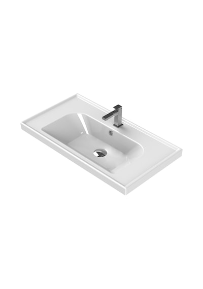 Turkuaz Seramik Frame Etajerli Lavabo 80 x 45 CM Ve Lotus 80 Alt Modülü
