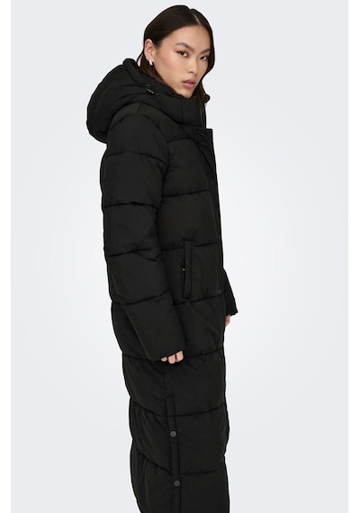 Only Kadın Onlann Kapüşonlu Uzun Puffer Mont 15287913 Siyah