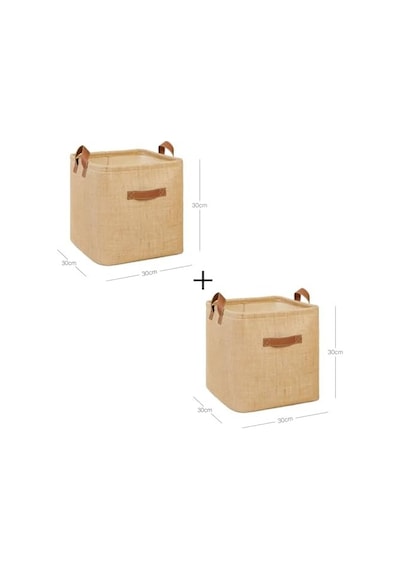 Textie 2'li Jüt Sepet Set 30 X 30 X 30 Cm Açık Ahşap