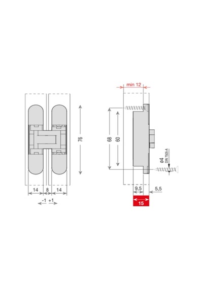 Gizli Menteşe 76x14 Mm 16 Kg Mat Antik Bronz Renk Tek Ebat Hg104ht01 Abm Çok Renkli