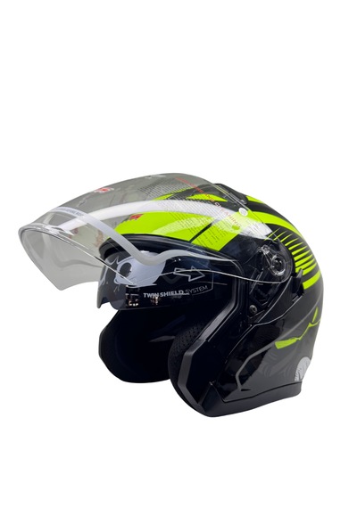 Kask Ls5 Marka Çenesiz Yarım Kask Siyah- Yeşil