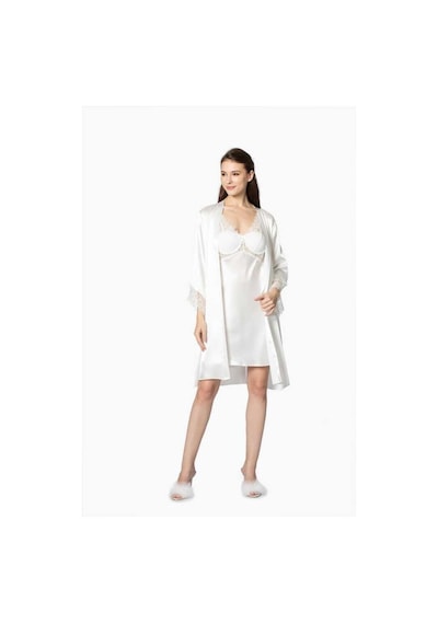Pierre Cardin 6'lı Ekru Kısa Gecelik Sabahlık Çeyiz Set 6040 Ekru