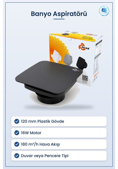 Vantilatör Banyo Tuvalet Aspiratörü 120 Mm 16w M³/h Plastik Antra