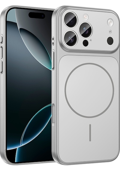 Apple Uyumlu iPhone 14 Pro Max Kılıf Zore M-safe Şarj Özellikli Kamera Korumalı Formen Kapak Gümüş