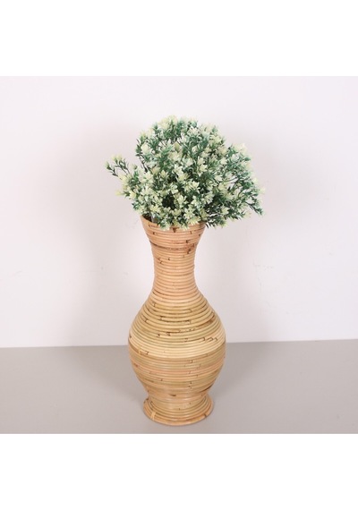 Bingül Doğal Rattan Dekoratif Vazo 24x50 Cm Bej
