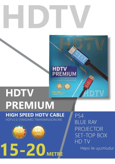 Hdtv Premium Yüksek Hızlı 4k Ultra Hd Hdmı 2.0 Ses Ve Görüntü Kablosu 20 Metre