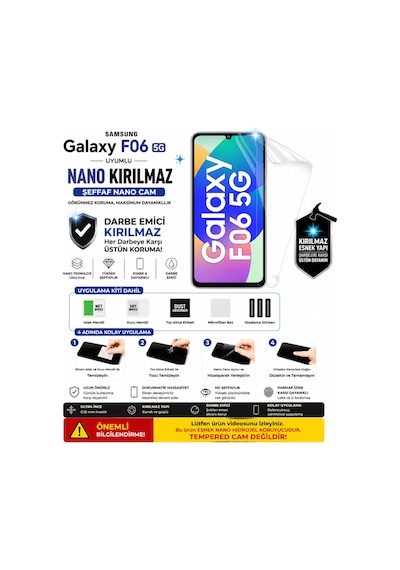 Samsung Galaxy F06 5g Uyumlu Nano Hidrojel Kırılmaz Ekran Koruyucu Darbe Emici Tam Kaplama
