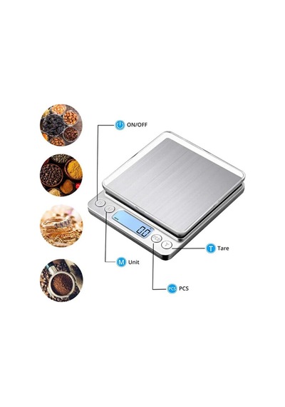 Sepetinegelsin Dijital Hassas Terazi 500 Gr/0.1 Gr. Tartı I-500 Gri