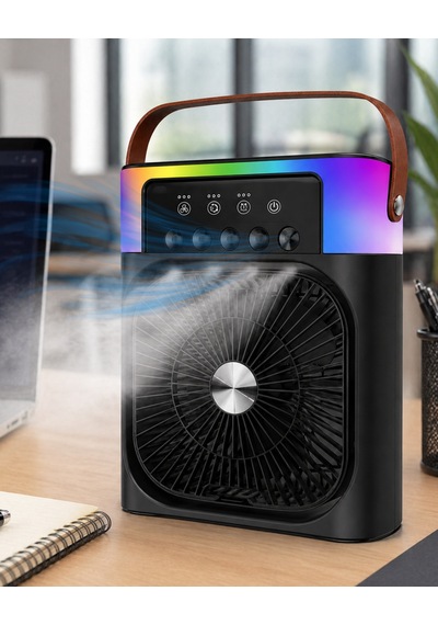 Mini Klima Fan Buharlı Soğutucu Rgb Led Işıklı Taşınabilir Masaüstü Fan