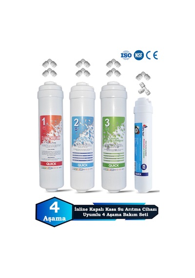 Sumarkt Kapalı Kasa Su Arıtma Cihazı Uyumlu 4 Aşama Tatlandırıcılı Filtre Bakım Seti