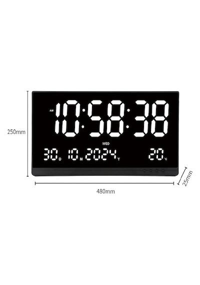 21 İnç Büyük Dijital Duvar Saati Usb İle Çalışan Zaman 12/24 Saat