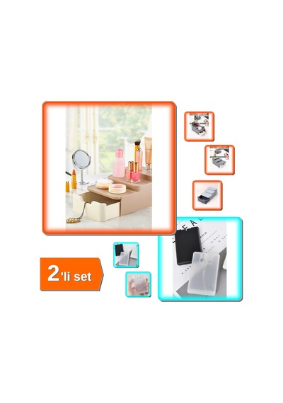 Çekmeceli Ve Standlı Makyaj Organizeri + 20 Ml Doldurulabilir Mini Parfüm Şişesi - 2li Set T6k4v0 Belirtilmemiş
