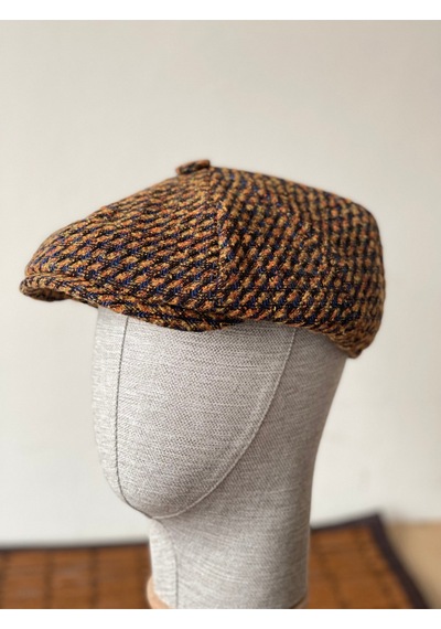 Aida Jewelss Kışlık Özel Kumaş Yünlü Peaky Blinders Model Dökümlü Unisex Yünlü Kasket Şapka Turuncu